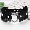 Lace Ruffle Heart Choker Necklace Gothic PU Leather Collar for Women Harajuku Jewelry