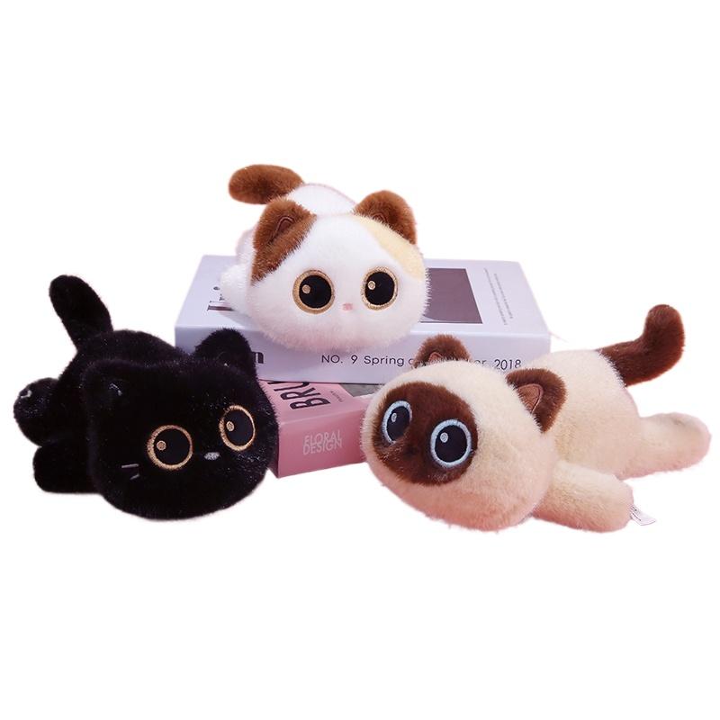 20cm Lying Big-eyed Kitten Doll Soft Stuffed Cartoon Animal Toys Small Cat Desktop Decoration