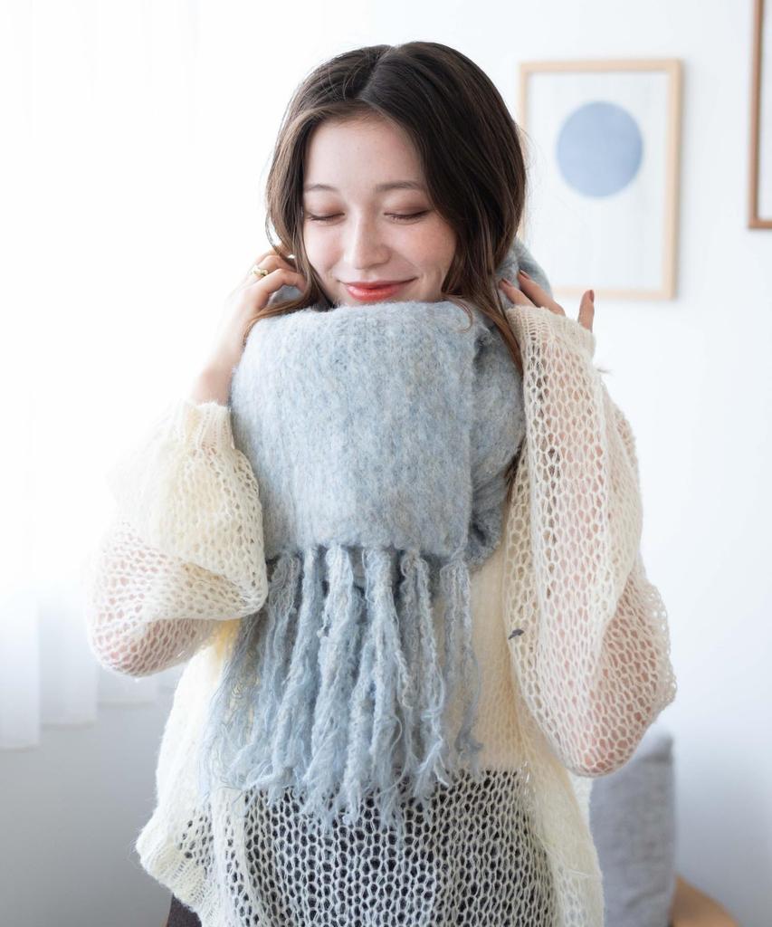 WEGO Unisex Boucle Knit Long Wrap Fluffy Solid School Size F Scarf, Scarf, Autumn/Winter Gift, Stole, Color, Uniform, Women's, Orange,