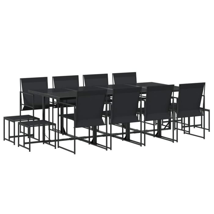 VidaXL Ensemble à manger de jardin 13 pcs noir textilène, ensemble à manger d'extérieur, meuble à manger de jardin 3295130