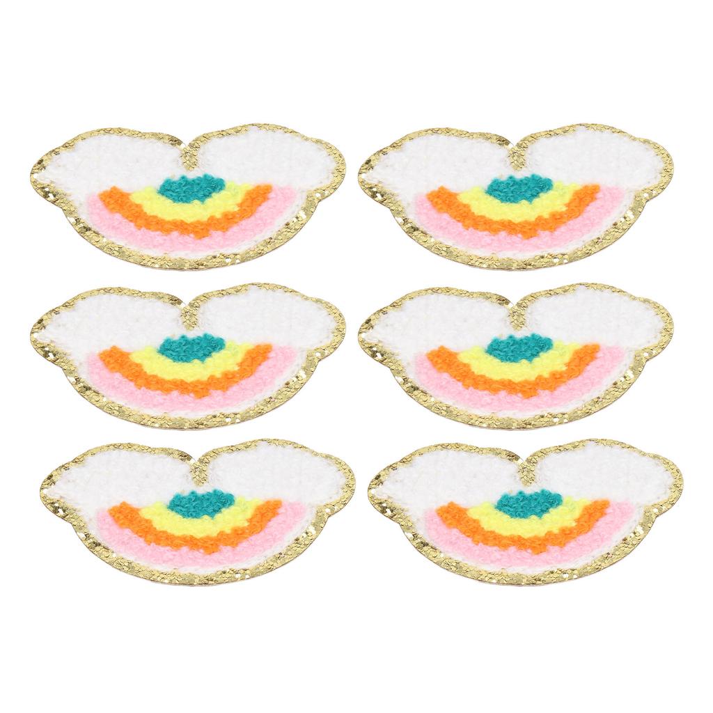 6 Pcs Rainbow Patches Bright Color Rainbow Cloud Pattern Cotton DIY Embroidery Iron On Clothing Patches