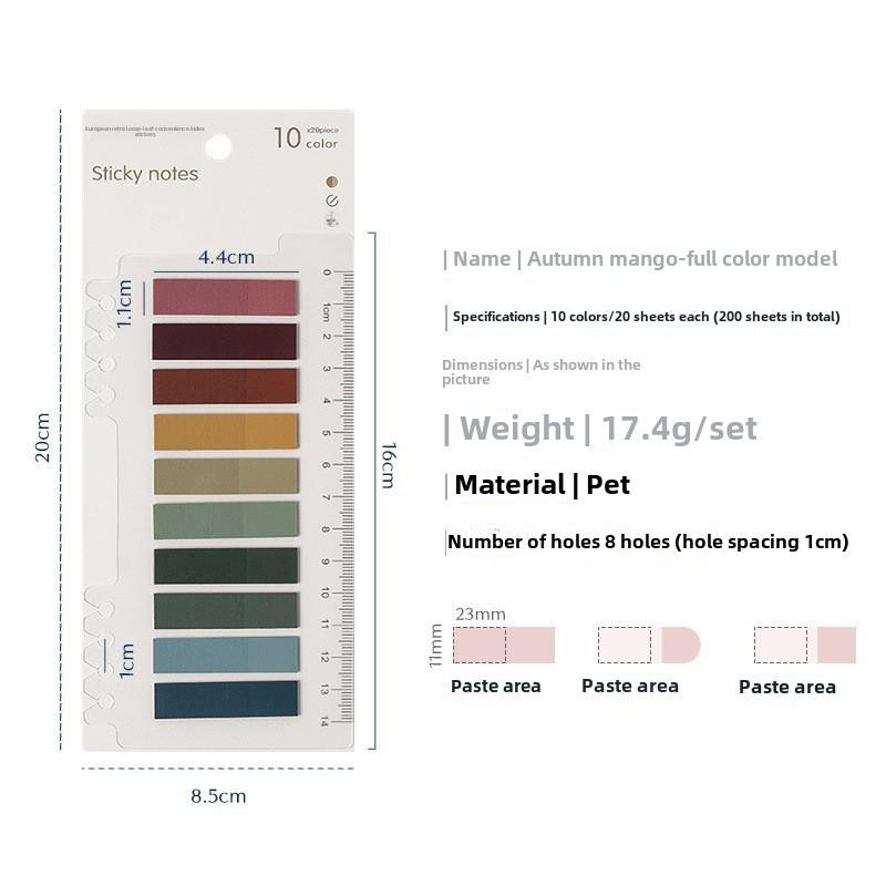 Colorful Transparent Morandi Ruler Index Stickers - Writable Classification Labels & Sticky Notes