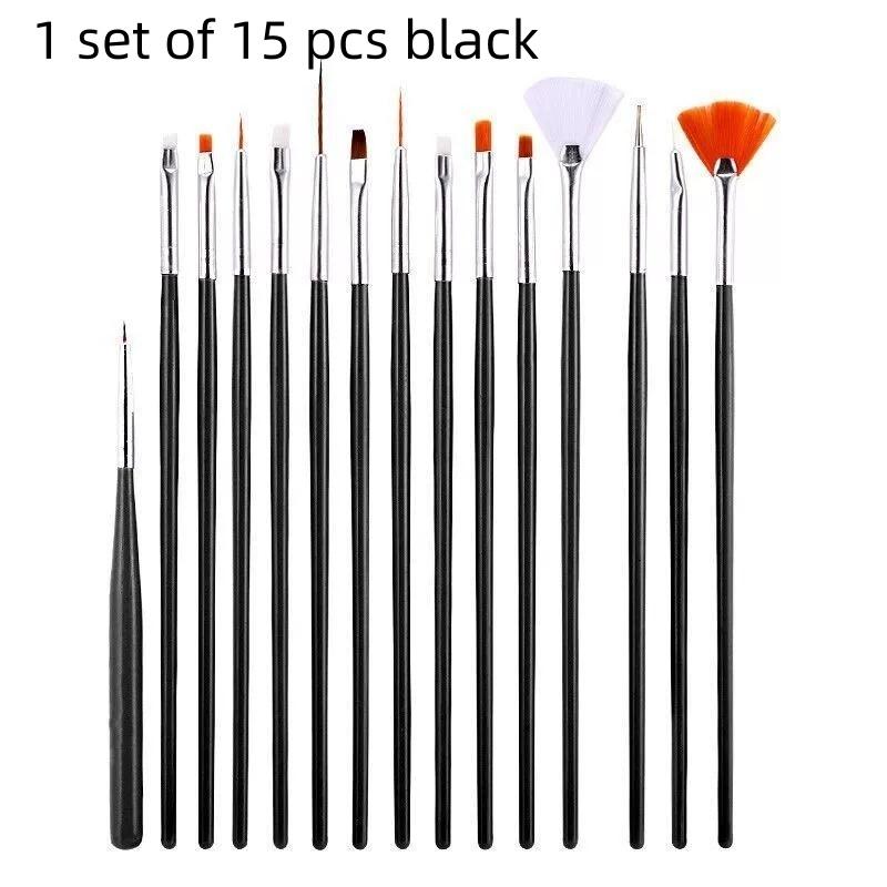 15pcs Professional Nail Art Brush Set Design Tip Acrylic UV Gel Lines Painting Drawing Carving Dotting Pen DIY Manicure Tool