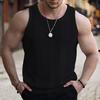 O-Neck Sleeveless Men Vest Solid Color Ribbed Trim Thin Summer Casual Hollow Out Loose Knitting Vest Sportwear