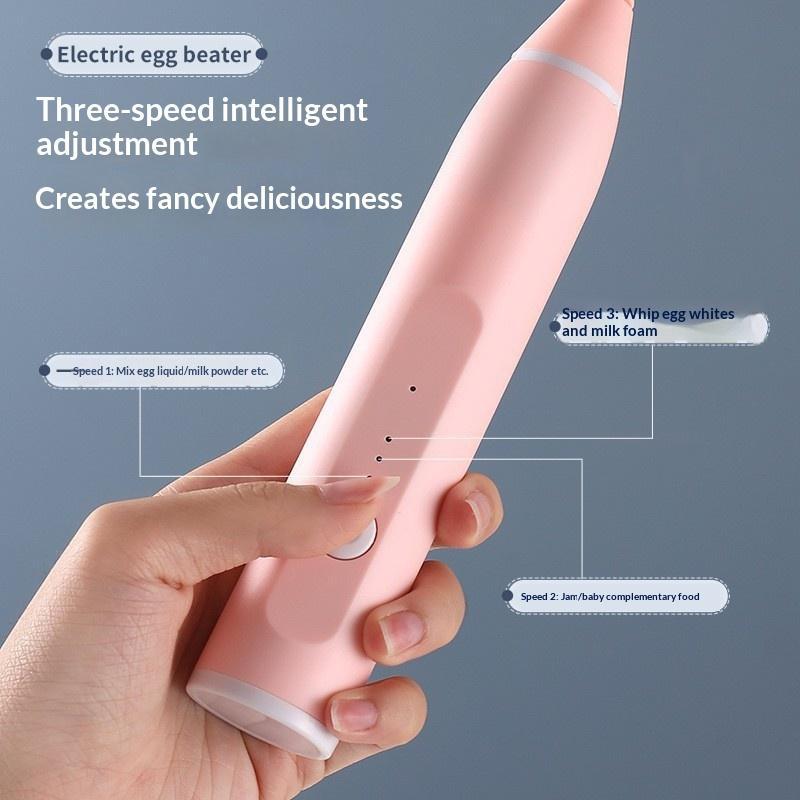Batidora de Huevos Eléctrica de Mano Recargable 3 Velocidades Varillas de Acero Inoxidable Para Horneado Casero Espuma de Café Crema Postres