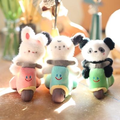 Niedlich Niedlich Motorrad Kleiner Hase Anhänger Plüschtier Puppe Kleiner Panda Schultasche Hängedekoration Schlüsselanhänger Puppe
