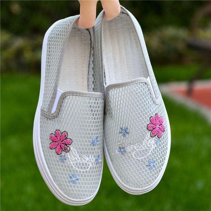 Women's Tennis Shoes Anti Slip Casual Sports White Shoes Shallow Mouth Shoes Flat Shoes Breathable