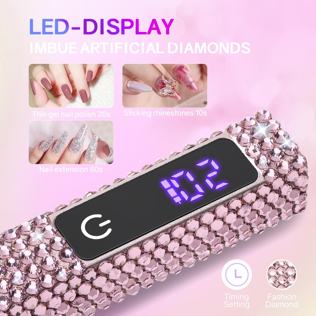 Portable Handheld Mini Nail Lamp For Gel Polish Quick Dry Flashlight Pen USB Nail Dryer Machine UV LED Nail Lamp With Diamond
