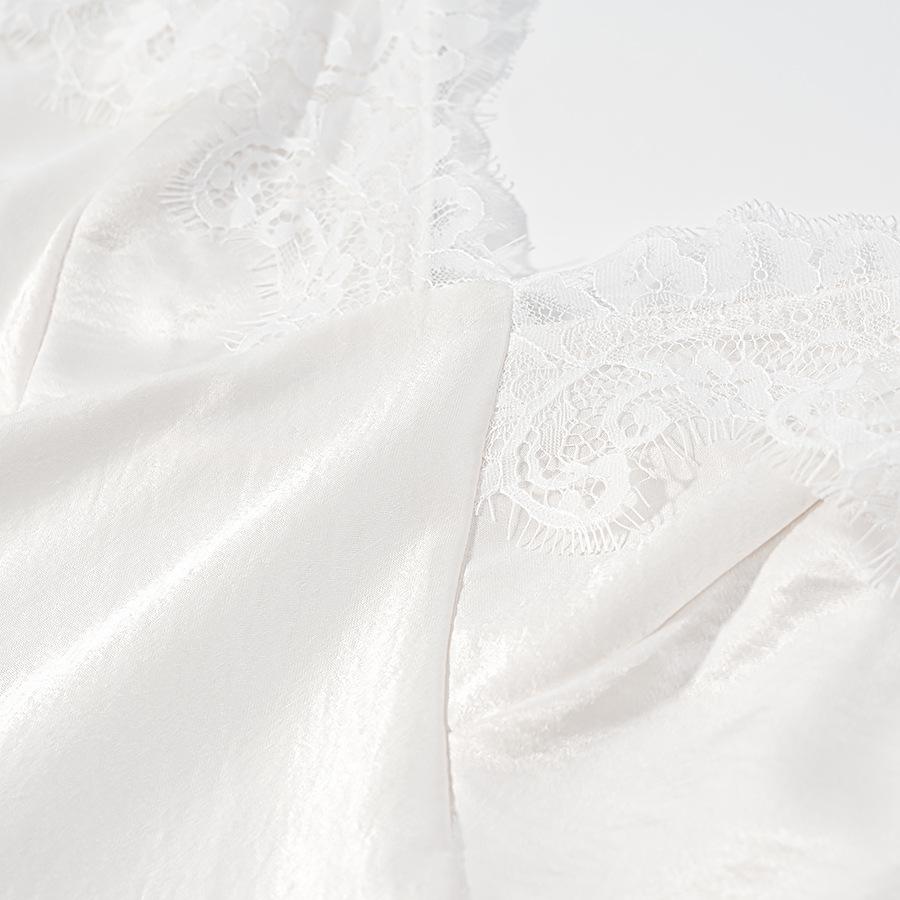 Women's Spring 2026 Elegant Satin Dress: Open Back Lace Patchwork