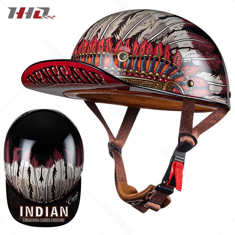 Motorcycle Helmet Half Helmet Summer Men's and Women's Vintage Harley Electric Motor Car Baseball Cap and Helmet