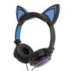 Cat Ear Wired Headphone Noise Reduction Cute Kids Cartoon Headset with LED Light for Tablets
