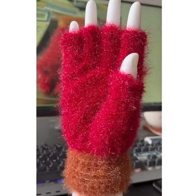 Knitted Wool and Velvet Touchscreen Half-Finger Gloves - Unisex Warm Winter Wear