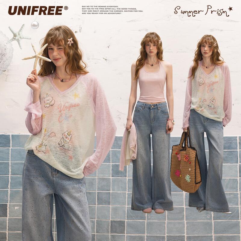 UNIFREE Sweet Graffiti Print Two-Piece Set M