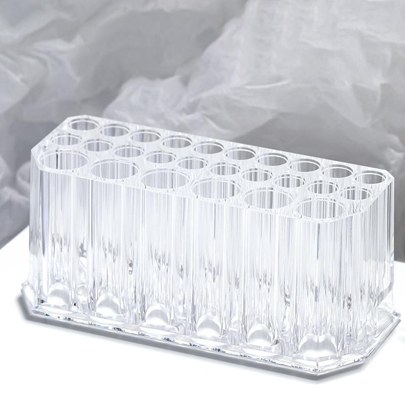 26 Holes Acrylic Nail Brushes Organizer Nail Art Kit Storage Tools Makeup Cosmetics Pen Display Case Rack Holder Showing Shelf
