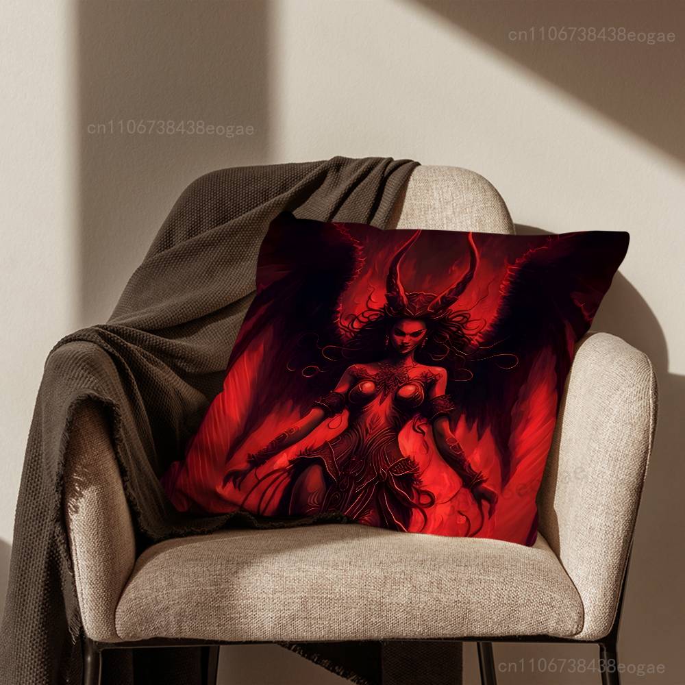 Gothic Satan Witch Throw Pillow Case For 45*45cm,55*55cm,30*30cm For Home Bedroom Decoration And Protector