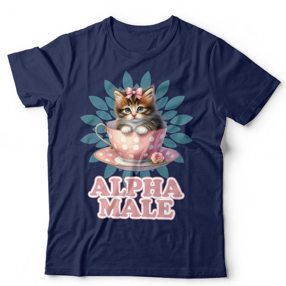 T-shirt Mâle Alpha Chat Tasse Unisexe Drôle Mignon Chaton Petit Ami Mari Cadeau Rétro