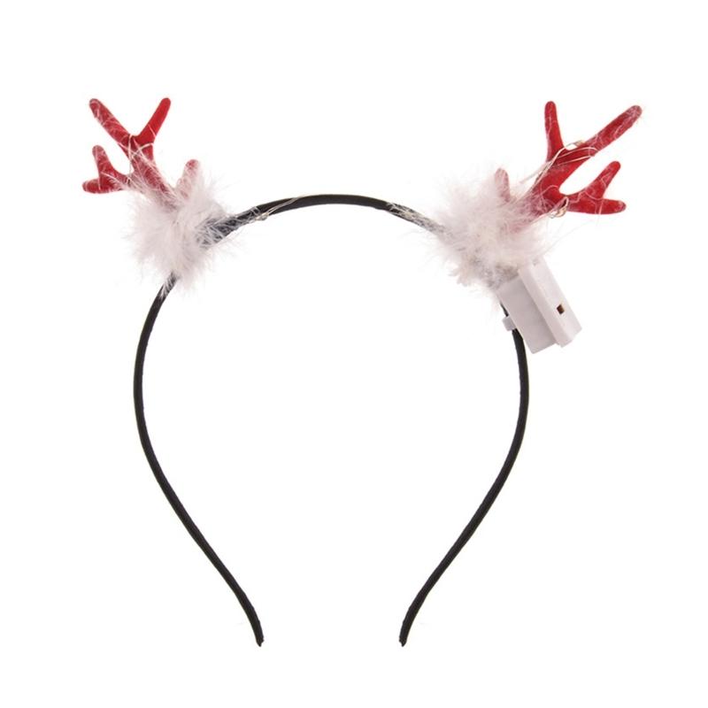 Glowing Christmas Reindeer Hair Hoop Headbands Hair Bands Party Decoration for Girls and Womens Photo Props
