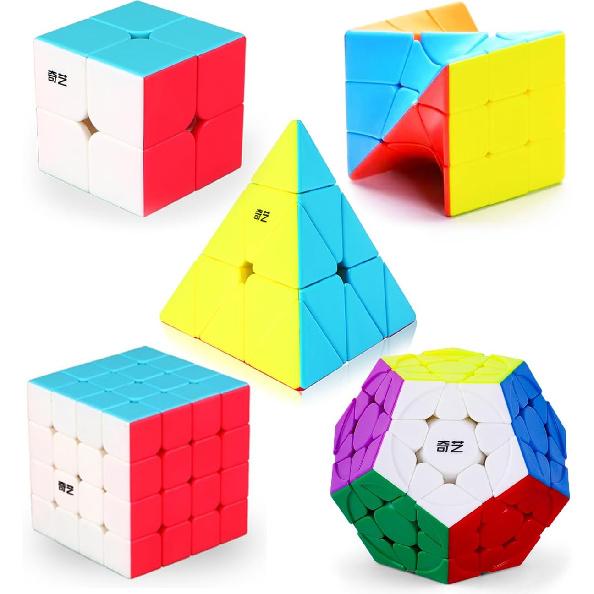 Набор скоростных кубиков, Набор скоростных кубиков из 2x2, 4x4, Мегаминкса, Пирамидки и Твист-кубика, Гладкие кубики Рубика с наклейками из углеродного волокна, Коллекция магических кубиков для детей и