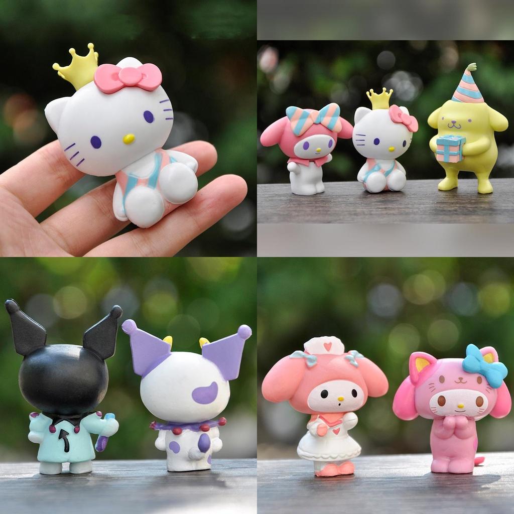 6pcs Sanrio Hellokitty Kuromi Littletwinstars Figures For Cake Decorations