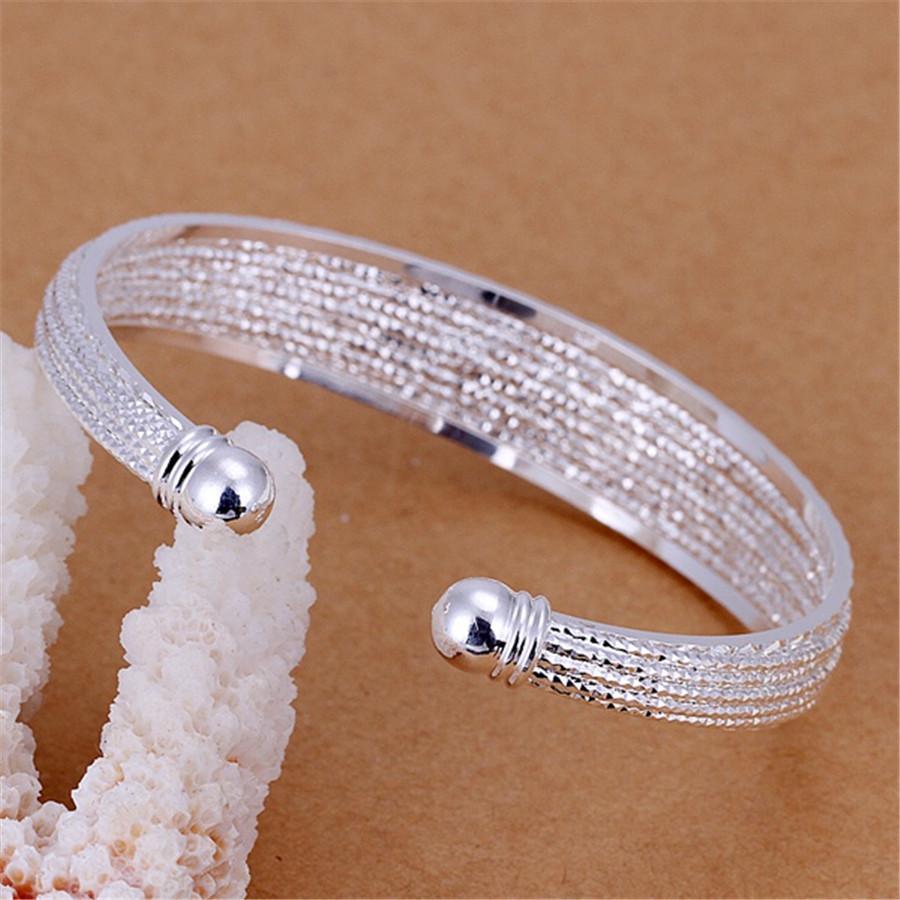 925 Stamped New Bangle Bracelet For Women Men Charms Fashion Bracelets Cuff Bangle Lucky Jewelry Wedding Gift Pulseras Mujer