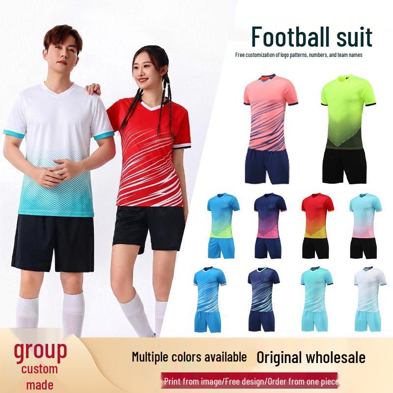 Custom Football Training Suit Set - Short Sleeve, Breathable Team Uniform for Adults & Children