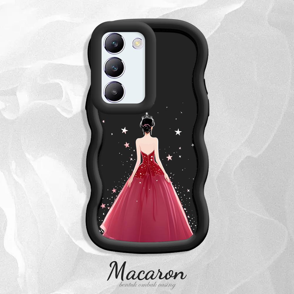 

Окрашенный узор Big Wave Edge Мягкий силиконовый материал Macaron чехол для телефона противоударный защитный резиновый чехол для OnePlus Vivo Motorola Moto Vivo Y78+ 5G чёрный