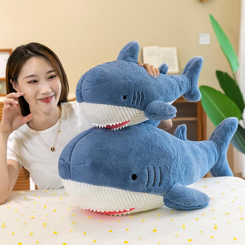 85cm Plüsch Simulation Meerestier niedlicher Hai Babypuppe gefüllt Sofakissen Kinder Geburtstagsgeschenk Kawaii Heimdekoration