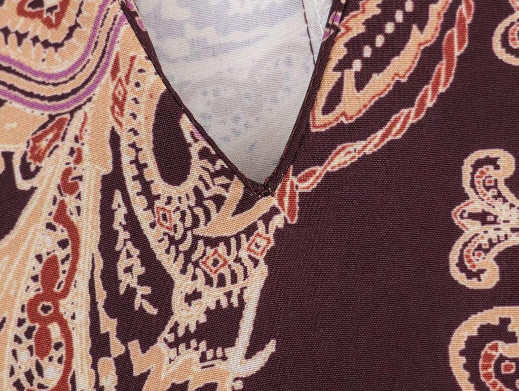 2025 Autumn Bohemian V-Neck Loose Fit Dress - European Style Printed Women's Clothing