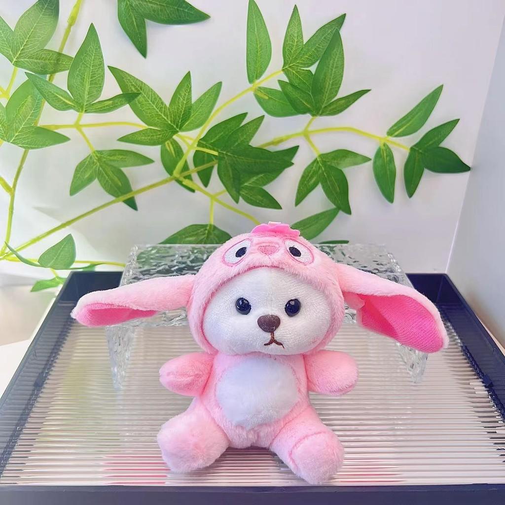 Plush Adorable Doll Keychain Featuring Stylish Stitch And Lina Bear Design In Colors Multiple