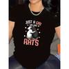 European Size Women'S Funny "Just a Who Loves Rats" Graphic Tee - with Cute rats design - Casual Top- Perfect Gift for Birthday or Valentine'S Day