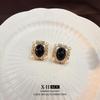Elegant Gold-Plated Black Zircon Stud Earrings - Niche Design for a Luxurious Fashion Statement