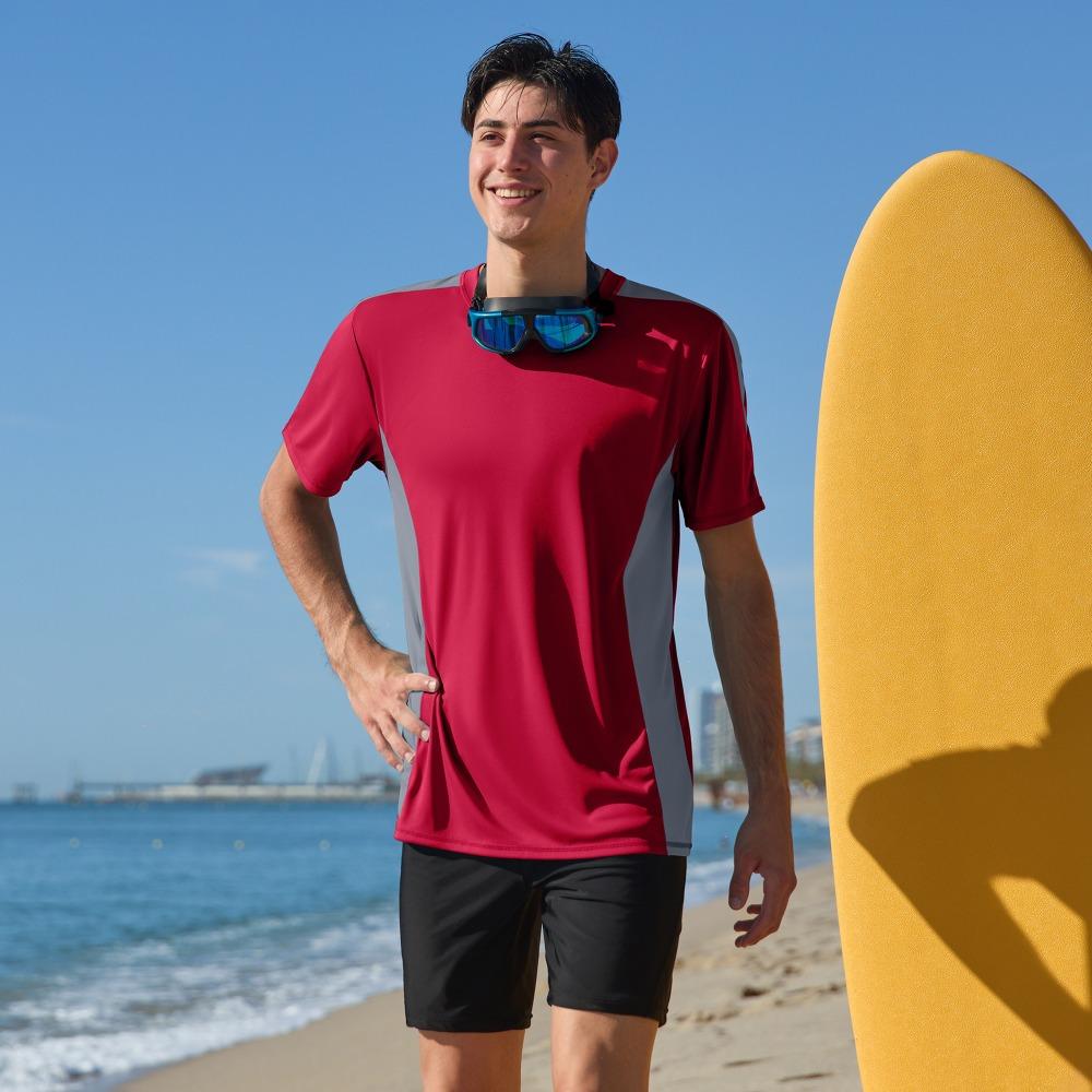 CHARMLEAKS Mens Rash Guards Short Sleeve Quick Drying Rash Vest UPF 50+ Breathable Stretchy T-Shirt