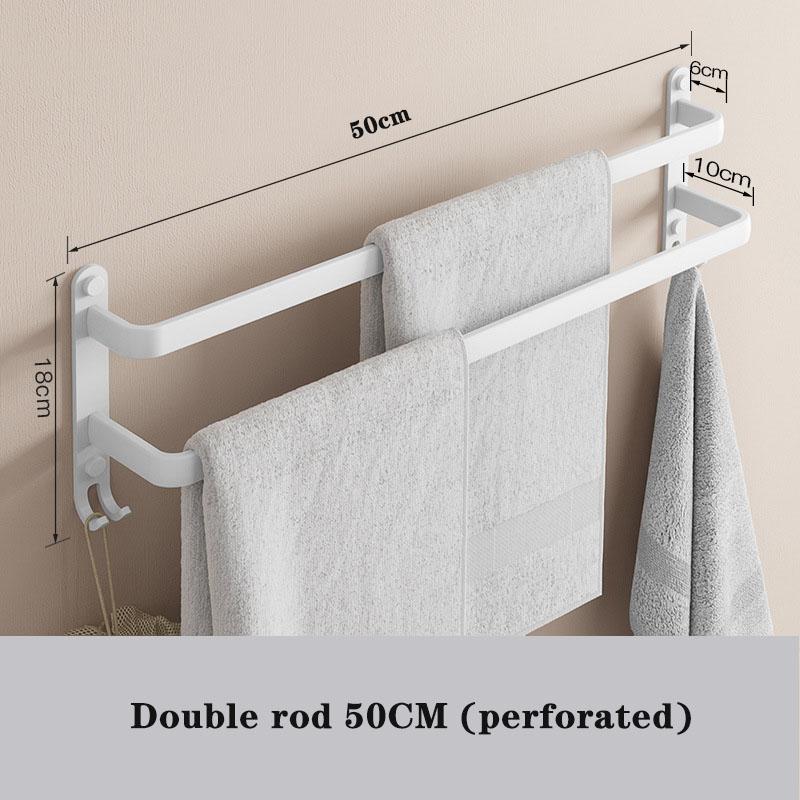 Towel Hanger Wall Mounted 30-50 CM Towel Rack Bathroom Aluminum Black Towel Bar Rail Matte Black Towel Holder with Sticker