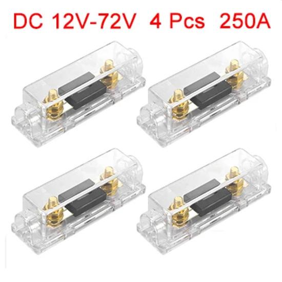 X Autohaux 4Pcs 0/2/4 Gauge Inline ANL Fuse Holder ANL Fuse Block With 200A 250A 300Amp  Electrical Protection Fusible For Cars