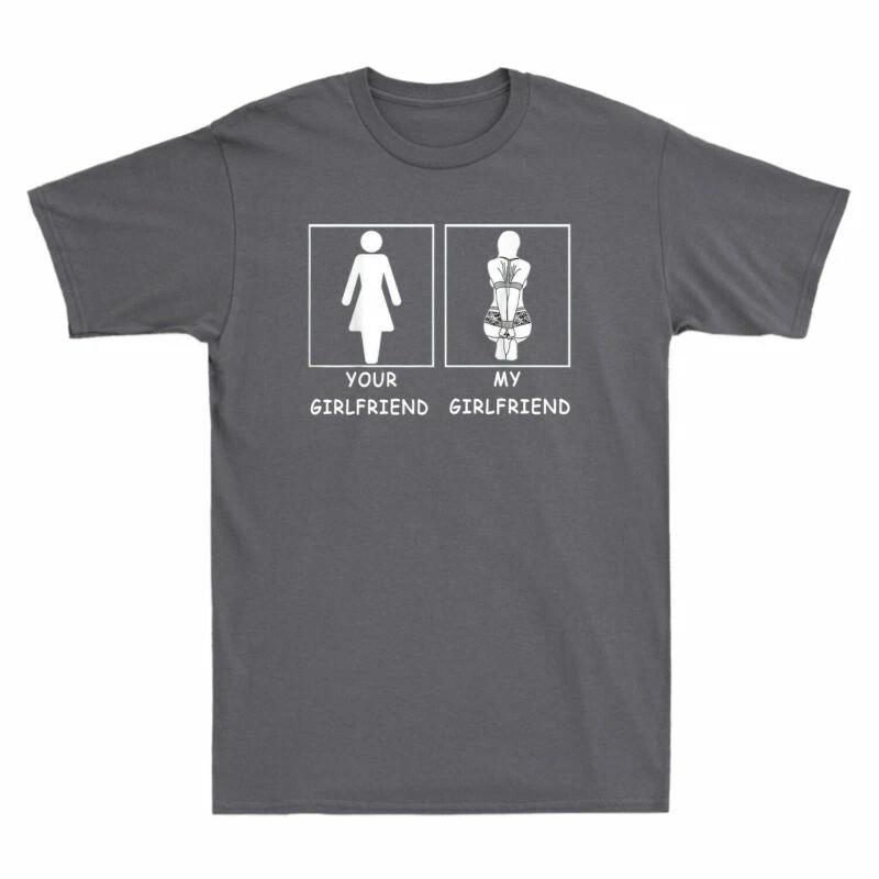 Girlfriend Your Tee VS Tee My Mens Cotton Funny Novelty Girlfriend Printed Design Comfortable and Breathable Mens Clothing Tee L