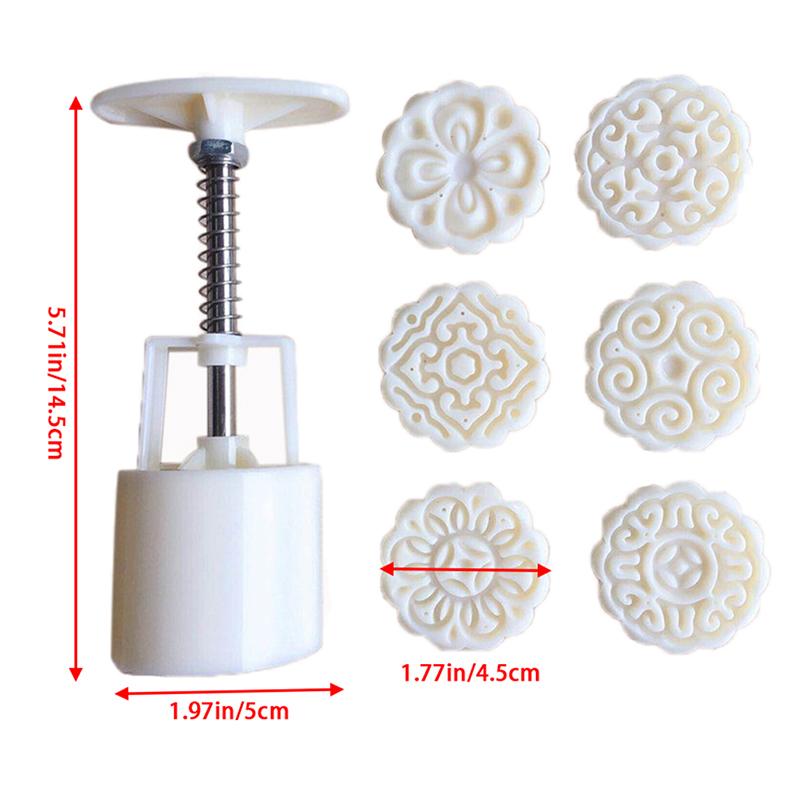6pcs/set Flower Shaped Mooncake Mold Cake Mold Hand Pressure Fondant Moon