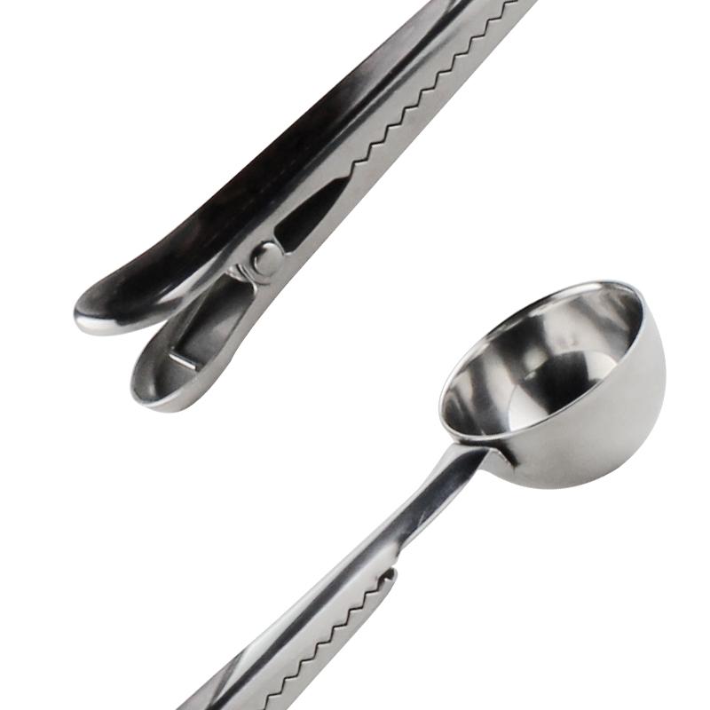 Stainless Steel Coffee Spoon Clip Measuring Spoon Gold Silver Coffee Tea Scoop Measure Spoon with Bag Clip Coffee Accessories