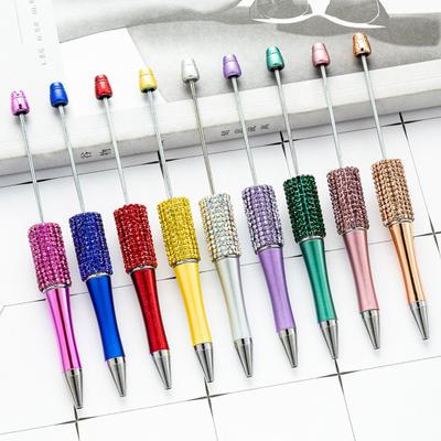Rhinestones Beaded Ballpoint Pen Assorted Colors Shell & Refill Press Type Retractable Roller Ball Pen Student Stationery Pen for Writing Drawing