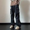 Overalls Men's Summer New High Street Ins Tide Brand Loose Straight Pants Teen Fashion Drawstring Casual Pants