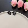 Fashionable And Creative Simple Geometric Inlaid Zircon Earrings Neutral And Cool Black Personalized Daily Party Jewelry Gifts