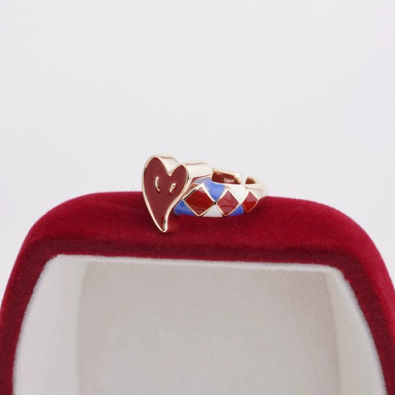 Exquisite Heart Enamel Adjustable Ring: Stylish, Versatile, and Creative for Women