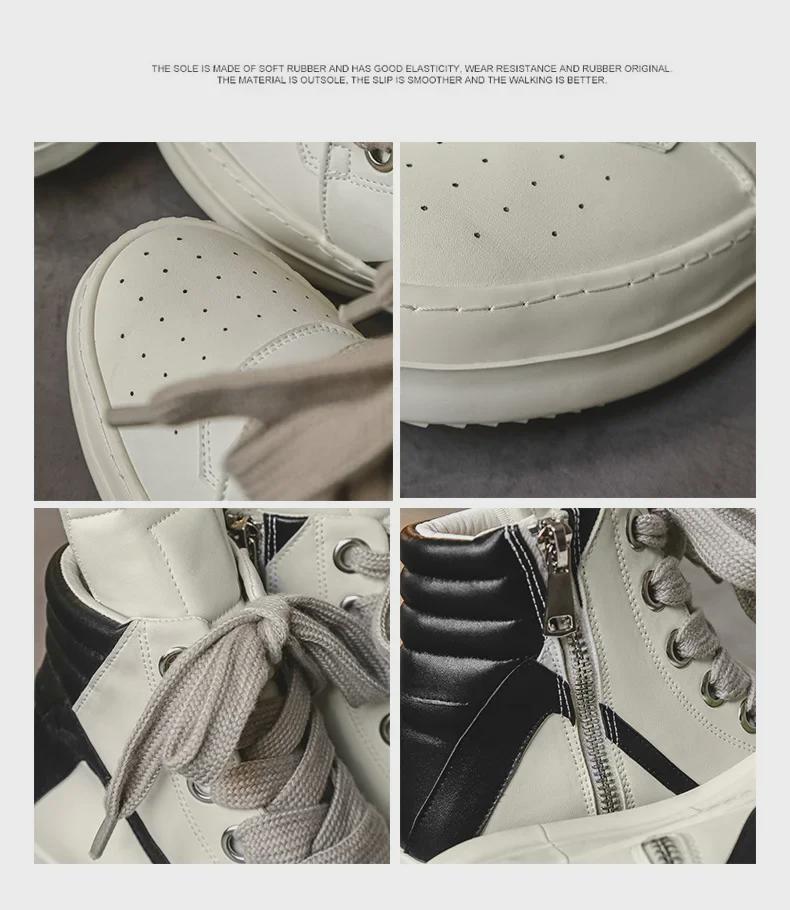 RO High-Top Retro Motorcycle Boots - Men's Versatile Autumn/Winter Casual Sports Footwear X168