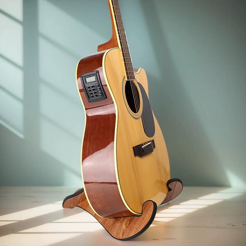 Drewniany stojak na gitarę dla instrumentów akustycznych i elektrycznych Przenośny Kształtowany Podłogowy Uchwyt Ekspozycyjny na Ukulele Mandolinę Bas