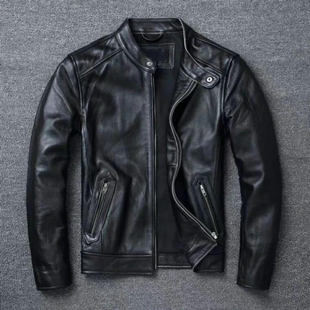 Chinese Size Spring Natural Genuine Calf Skin Leather for Man Slim Fit Male Coat Men Real Cowhide Coats Fashion Clothing Male Clothes Autumn