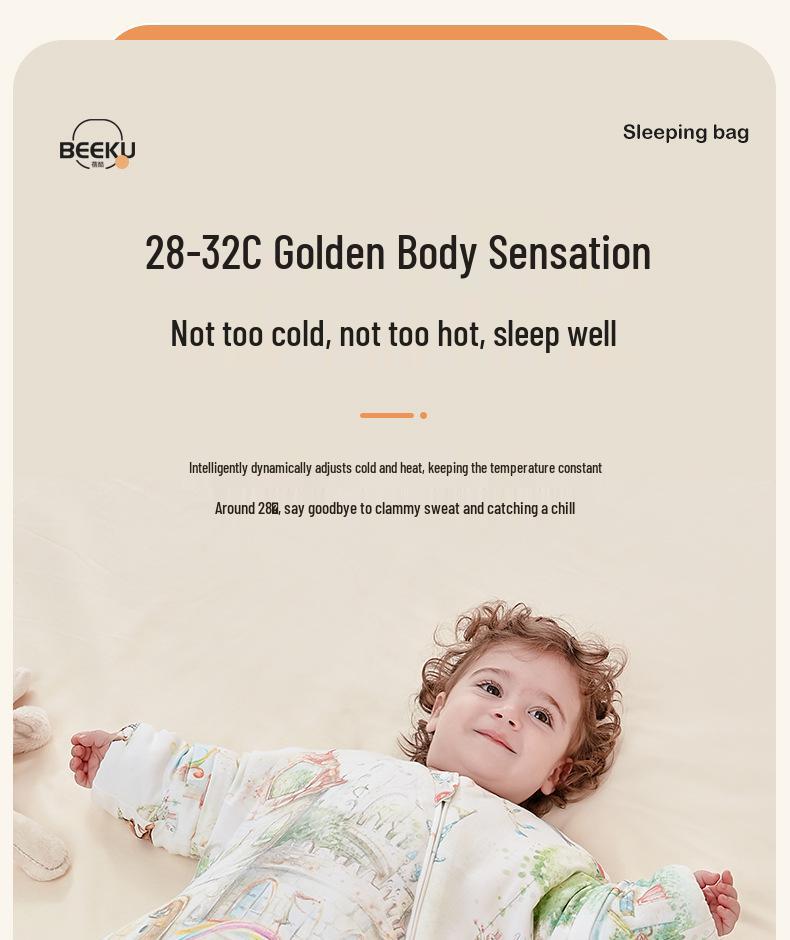 Beikoo Baby Sleep Bag: All-in-One Anti-Kick Quilt, Pure Cotton, Temperature Regulating, for Spring/Autumn/Winter, A-Class Pajamas.