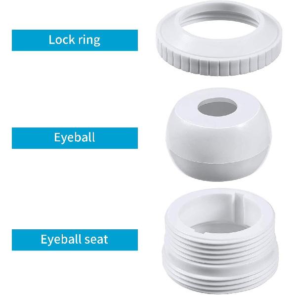 3Pcs Pool Jet Nozzles, Rotating Inlet Pool Return Jet,Adjustable Water Directiona Flow Inlet Jet, for Hydro Stream, for Hayward SP1419D, for SP1023,