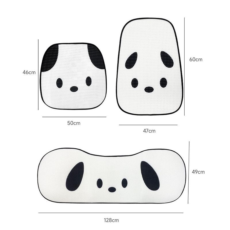 Niedliches schwarz-weißes Hunde-Auto-Kopfstützenkissen aus Plüsch, bequem und bequem