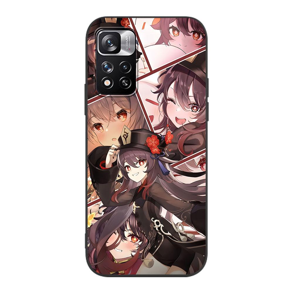 Genshin Impact Hu Tao Case for Xiaomi Redmi 10 10C 12C 9 Prime 9C 9A 12 10A 9T K40 Pro Black Soft TPU Mobile Phone Bag Cover