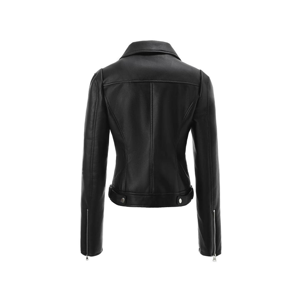 Women's cross-border waist PU leather jacket, locomotive wind lapel jacket jack women's enlarged leather jacket 1XL to 5XL