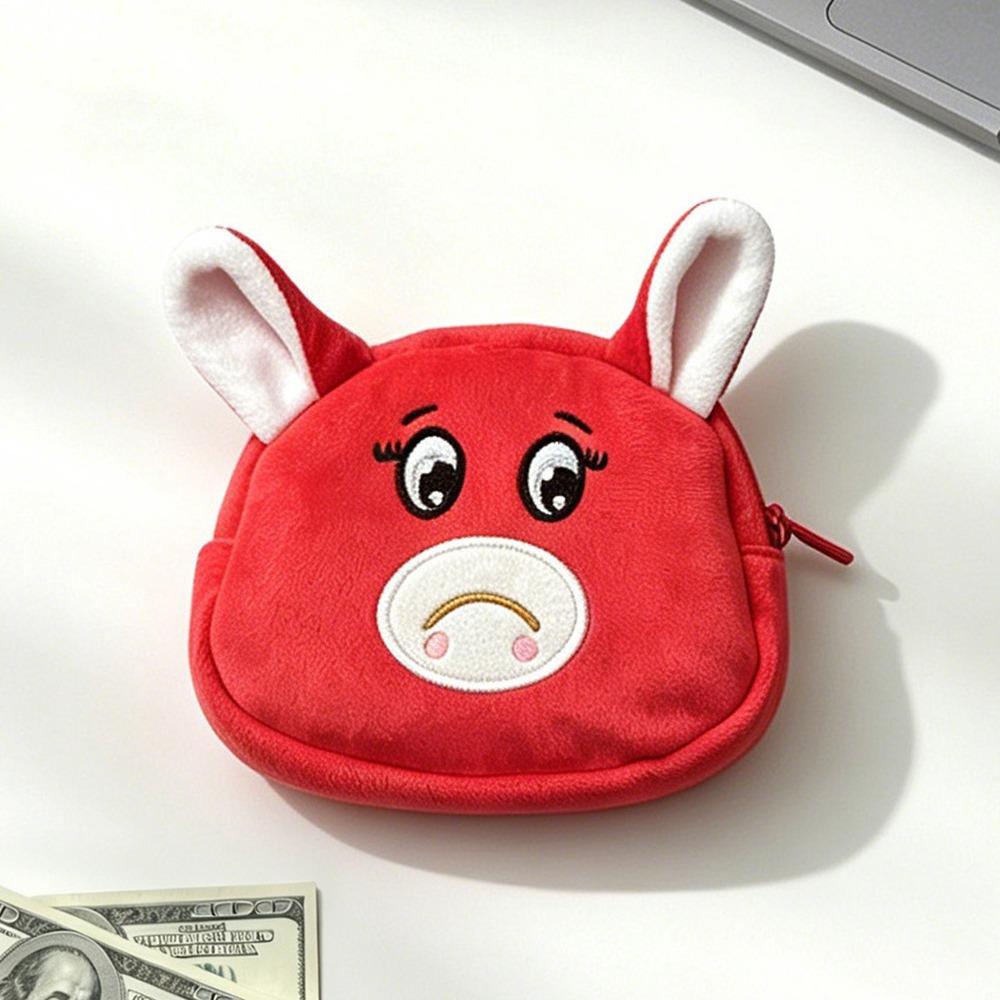 Large Capacity Pencil Case Plush Stationery Pouch Cartoon Earphone Pouch Stationery Organizer